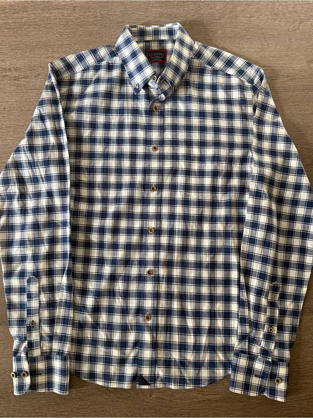 UNTUCKit Slim Men's Blue and White Plaid Button-Down Shirt size S